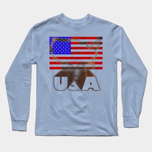 USA 3D Rustic Map Flag Long Sleeve T-Shirt